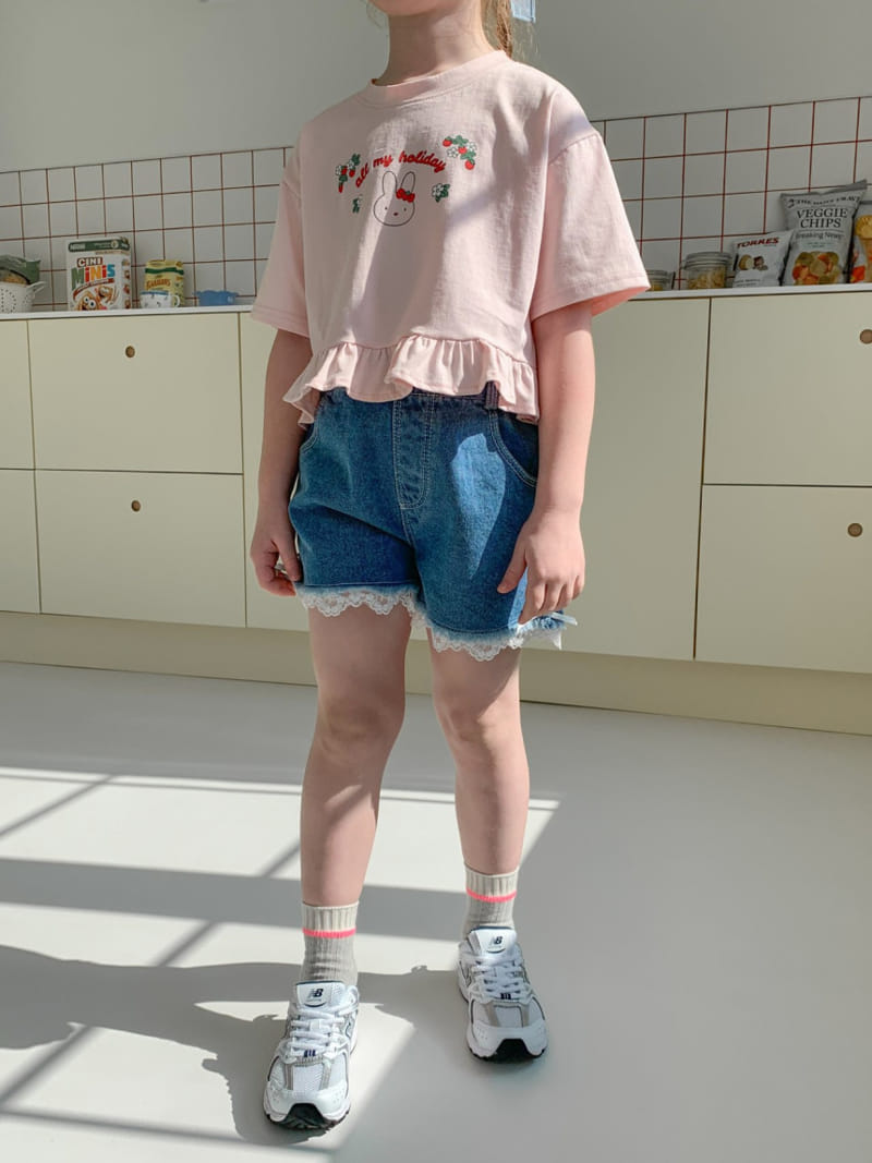 Momo Ann - Korean Children Fashion - #Kfashion4kids - Lace Denim Shorts - 5