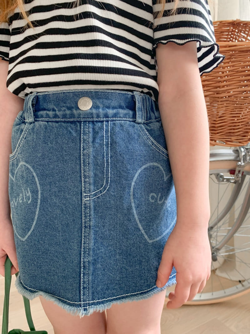Momo Ann - Korean Children Fashion - #childofig - Heart Denim Skirt Pants - 7