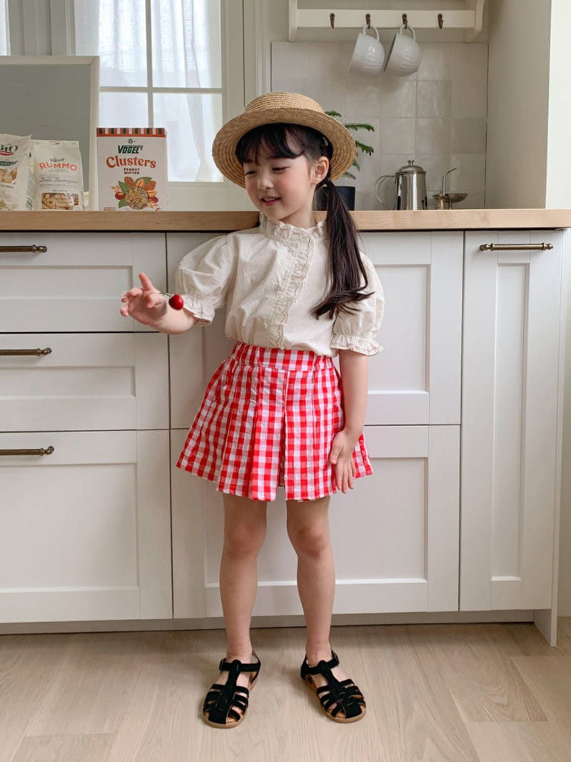 Momo Ann - Korean Children Fashion - #childofig - Check Wrinkle Skirt Pants - 2