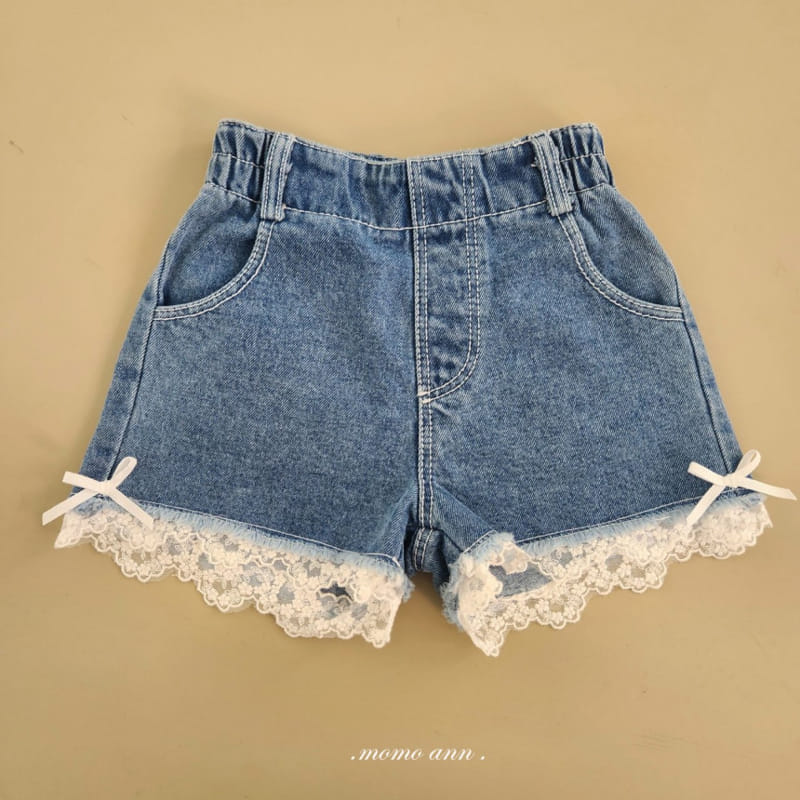 Momo Ann - Korean Children Fashion - #fashionkids - Lace Denim Shorts