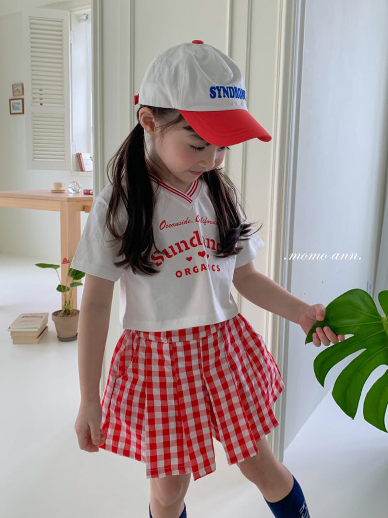 Momo Ann - Korean Children Fashion - #kidsshorts - Check Wrinkle Skirt Pants - 8