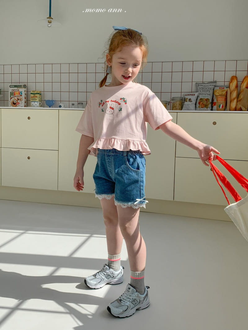 Momo Ann - Korean Children Fashion - #kidsshorts - Lace Denim Shorts - 2