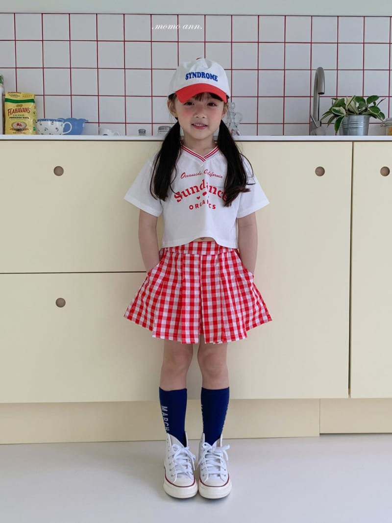 Momo Ann - Korean Children Fashion - #kidsstore - Check Wrinkle Skirt Pants - 9