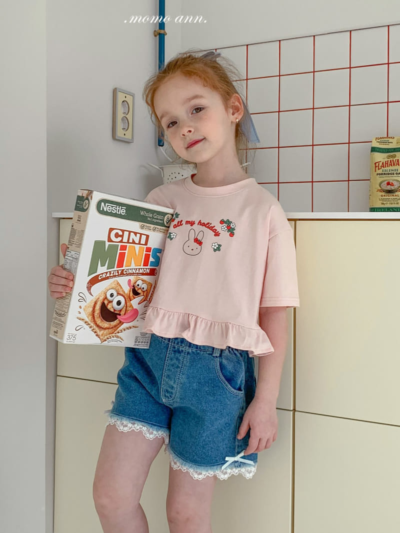 Momo Ann - Korean Children Fashion - #kidsstore - Lace Denim Shorts - 3