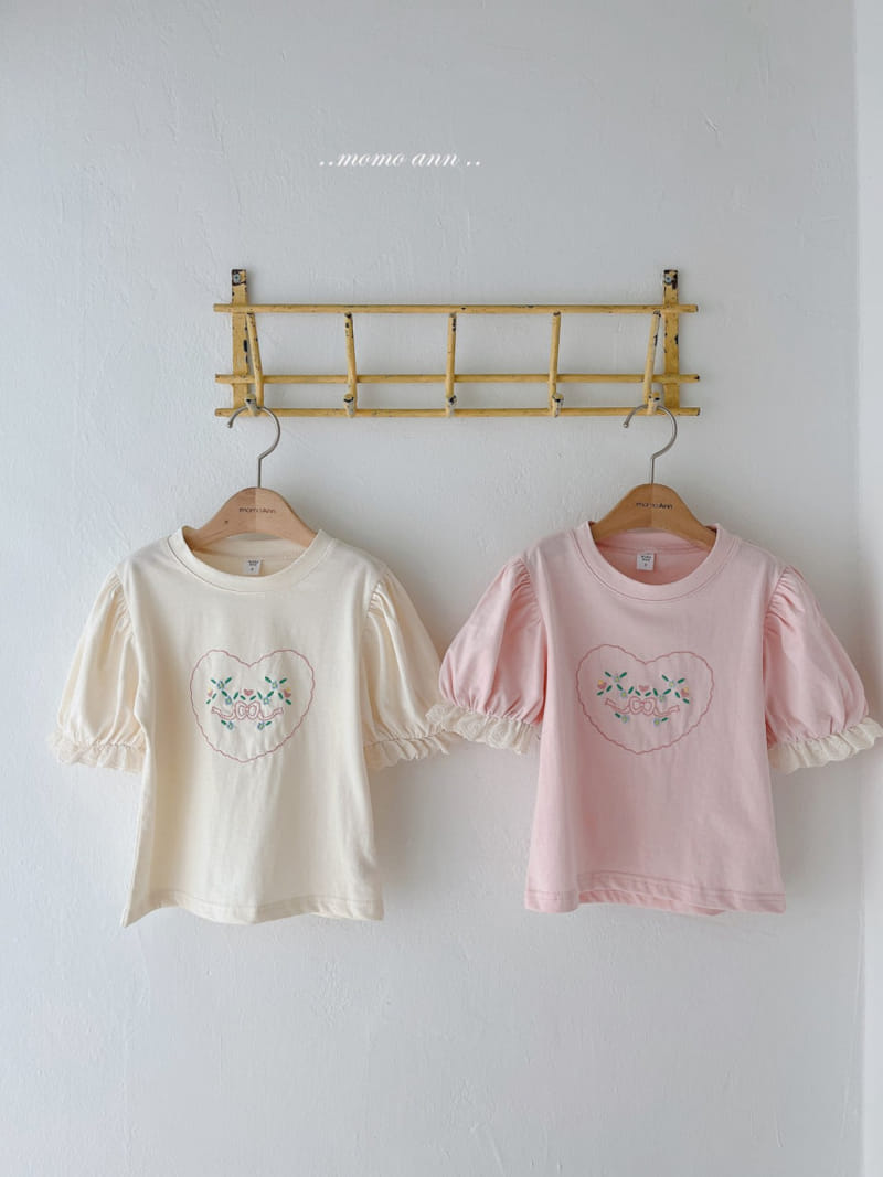 Momo Ann - Korean Children Fashion - #minifashionista - Heart Embroidery Tee