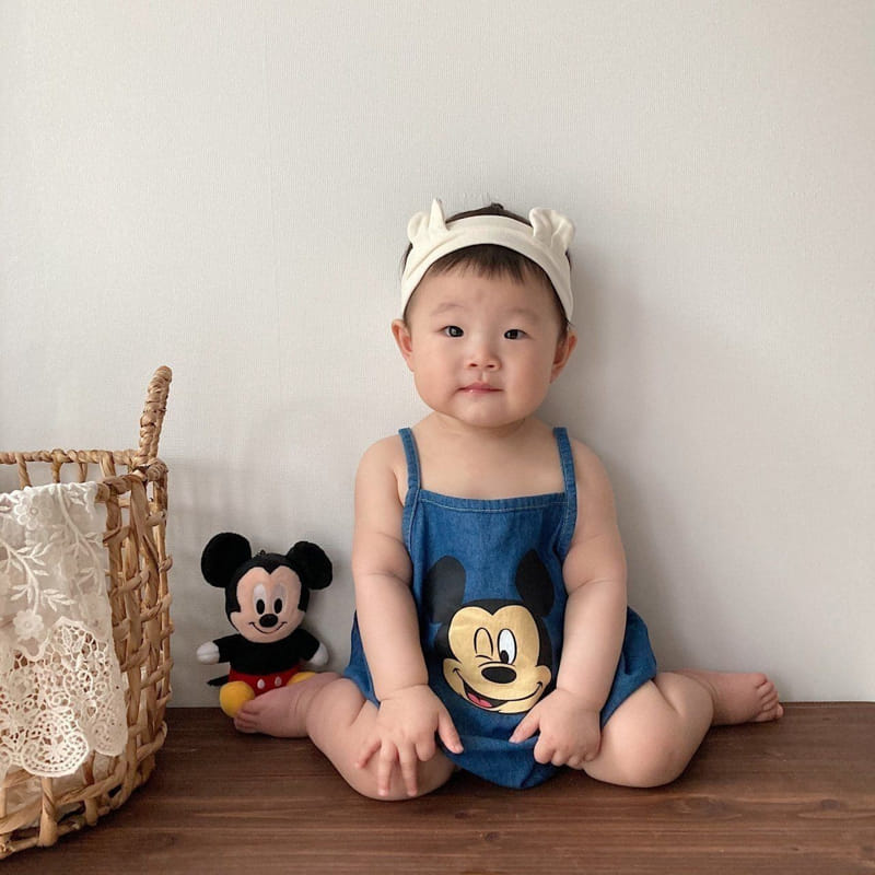 Moran - Korean Baby Fashion - #babygirlfashion - Hello Denim Sleeveless Body Suit - 11