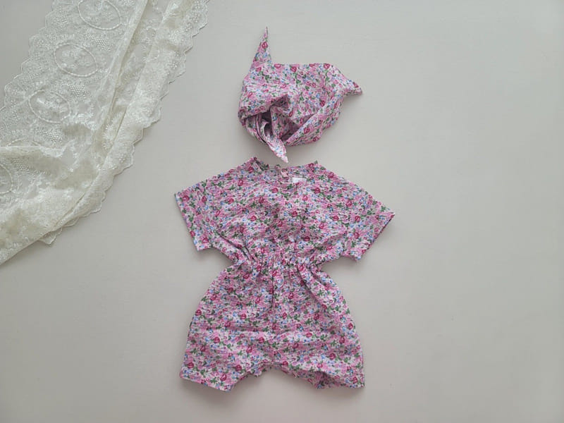 Moran - Korean Baby Fashion - #babyootd - Flower Buni Body Suit Set - 2