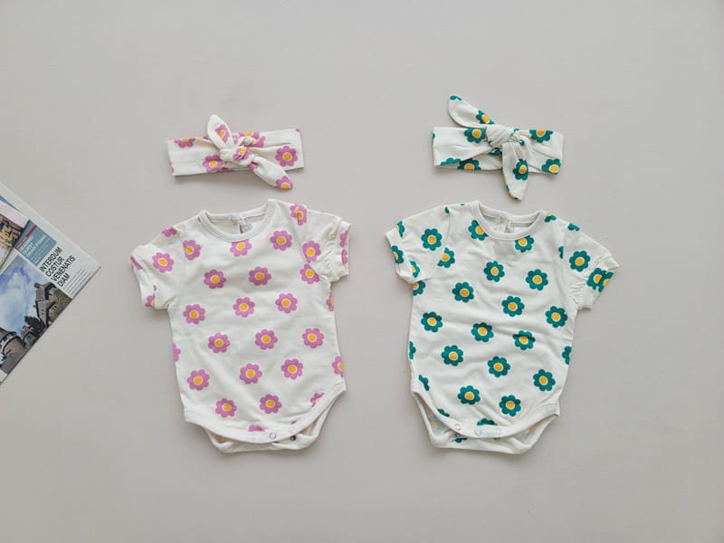 Moran - Korean Baby Fashion - #babyoutfit - Mon Mon Flower Body Suit Set - 8