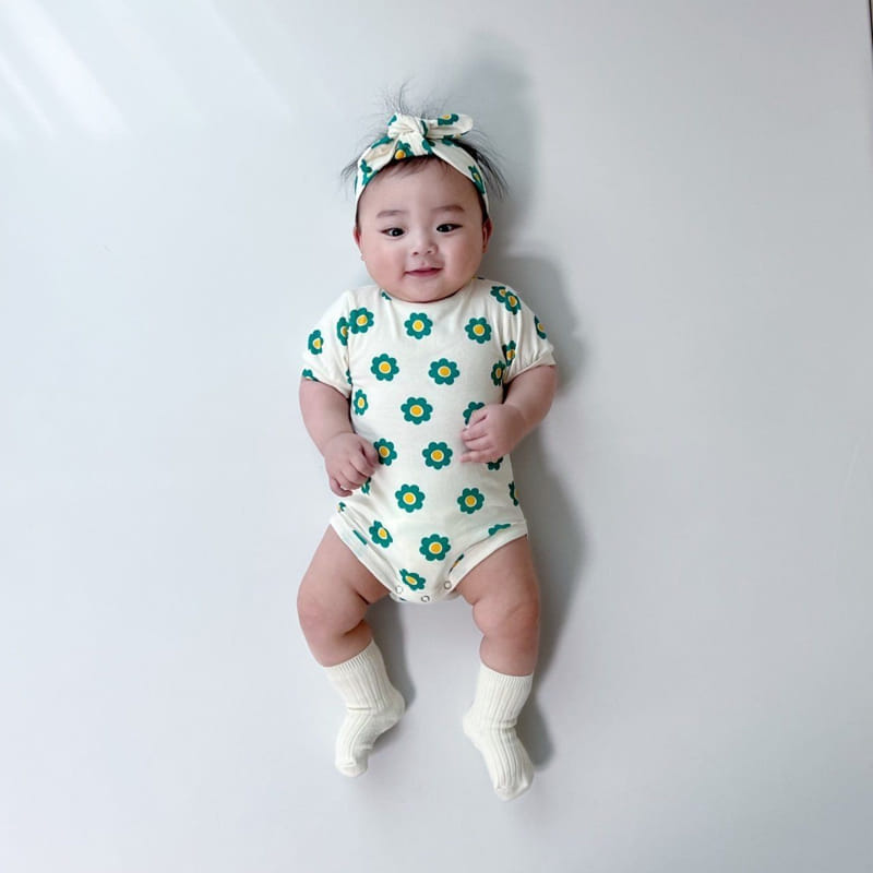 Moran - Korean Baby Fashion - #babyoutfit - Mon Mon Flower Body Suit Set - 9