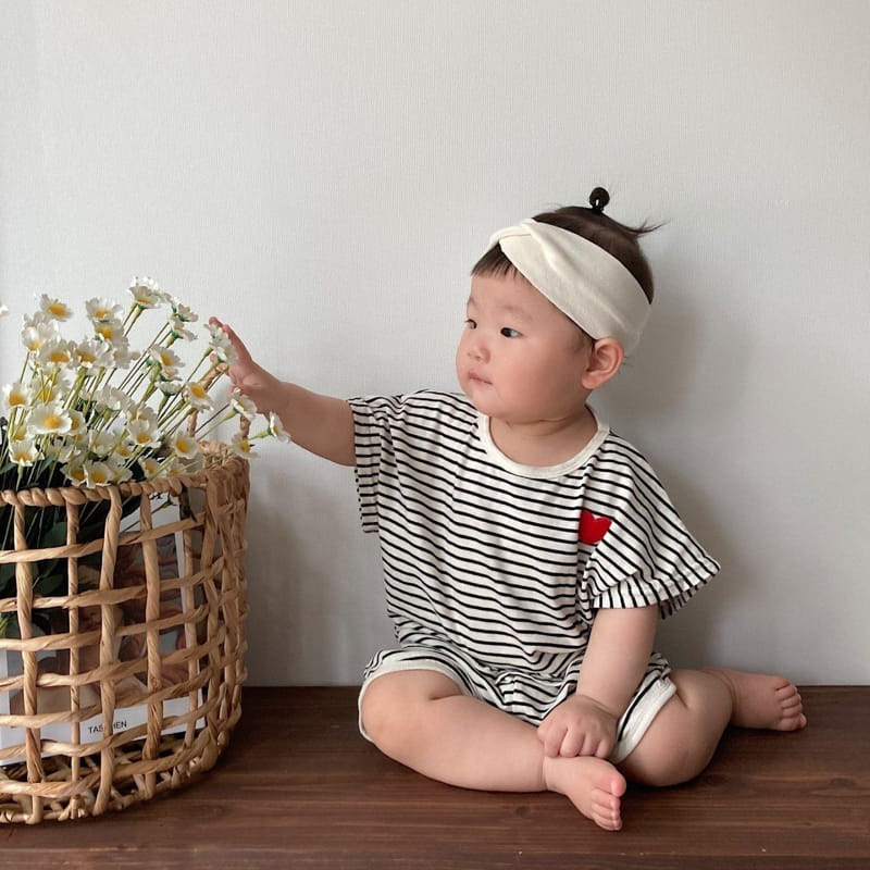 Moran - Korean Baby Fashion - #babyoutfit - Mono Heart Bebe Top Bottom Set - 7