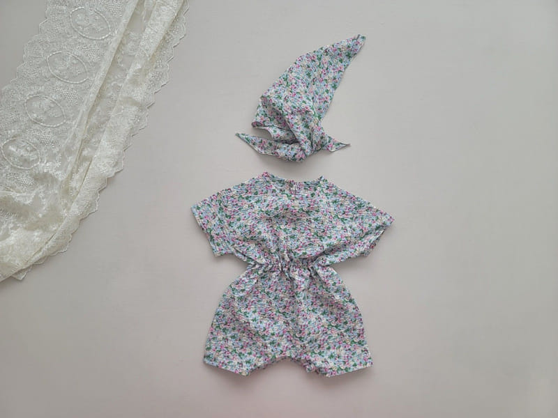 Moran - Korean Baby Fashion - #babyoutfit - Flower Buni Body Suit Set - 3
