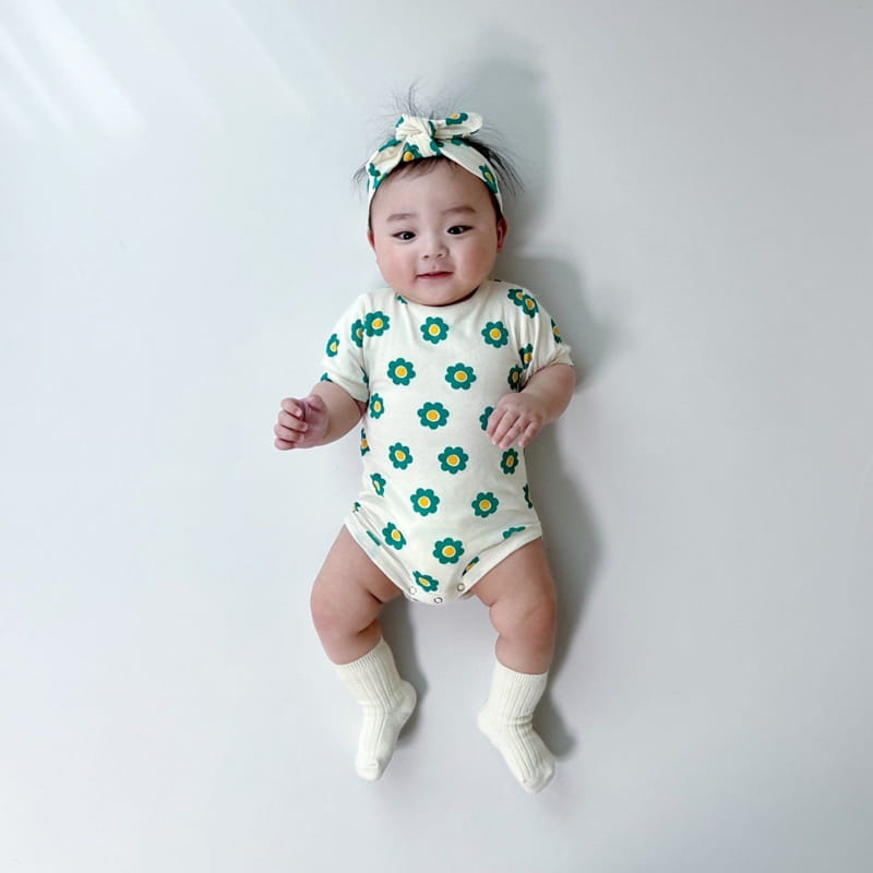 Moran - Korean Baby Fashion - #onlinebabyboutique - Mon Mon Flower Body Suit Set - 11