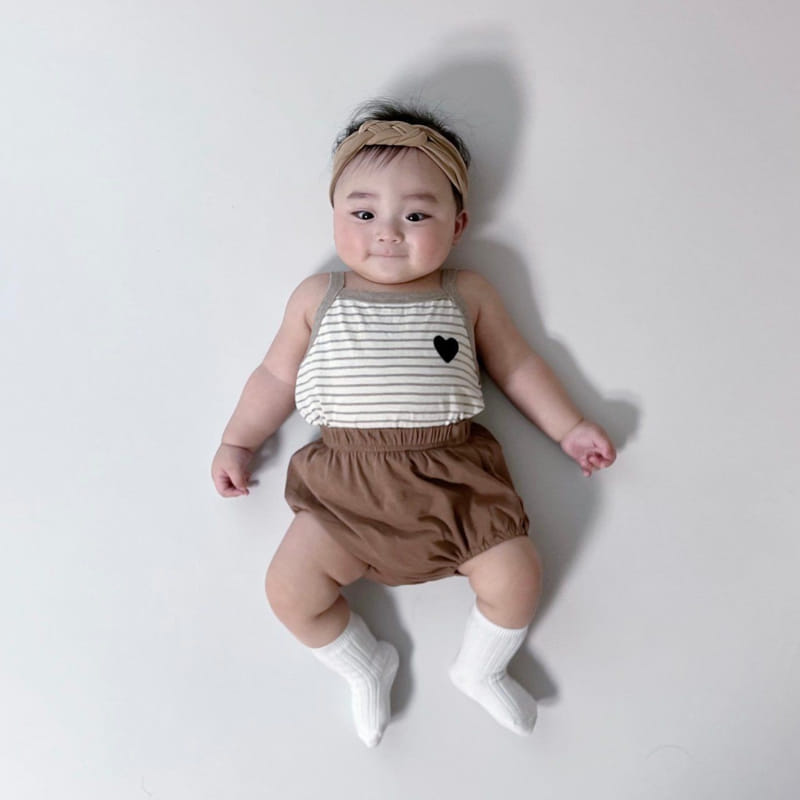 Moran - Korean Baby Fashion - #onlinebabyshop - Basic Sleeveless Bebe Top Bottom Set