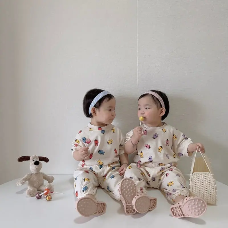 Moran - Korean Children Fashion - #Kfashion4kids - Summer Hat Bear Top Bottom Set - 9
