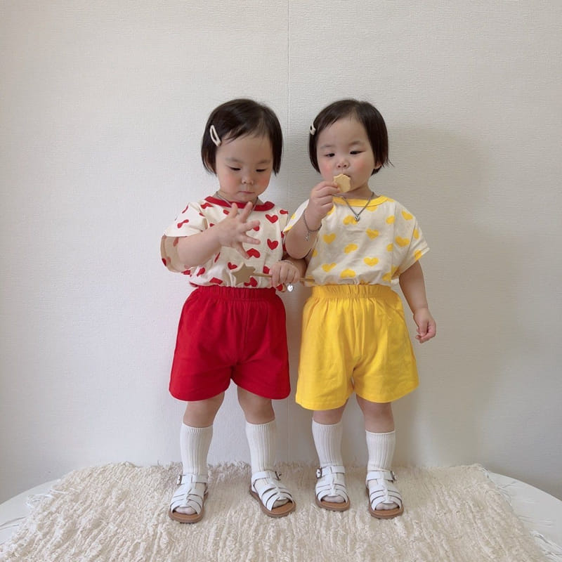 Moran - Korean Children Fashion - #fashionkids - Love You Top Bottom Set - 2
