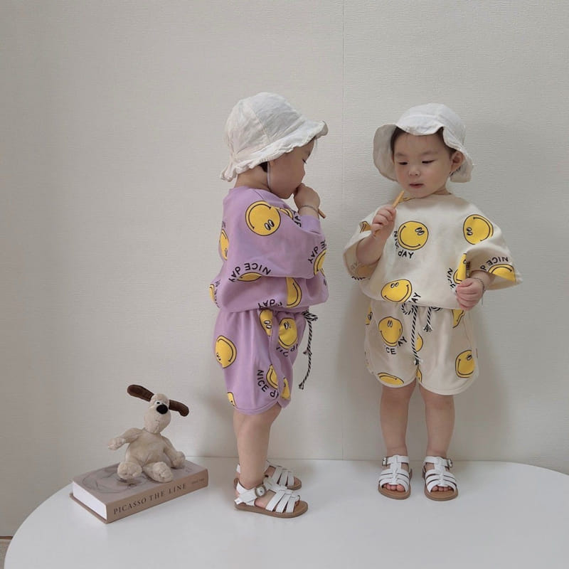 Moran - Korean Children Fashion - #kidsshorts - Nice Smile Top Bottom Set - 5