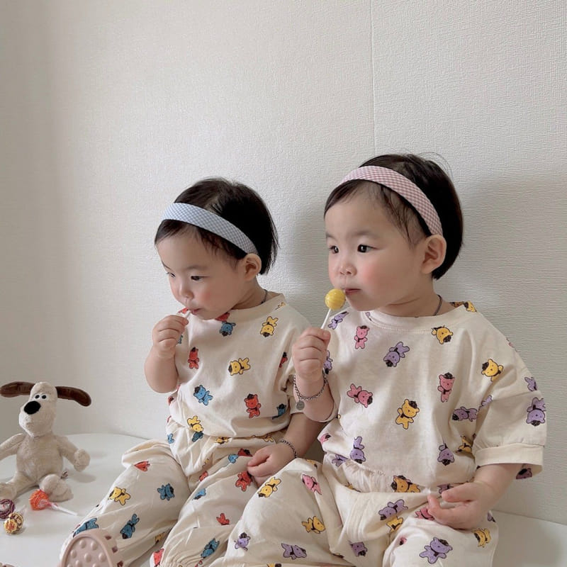 Moran - Korean Children Fashion - #kidsstore - Summer Hat Bear Top Bottom Set - 7