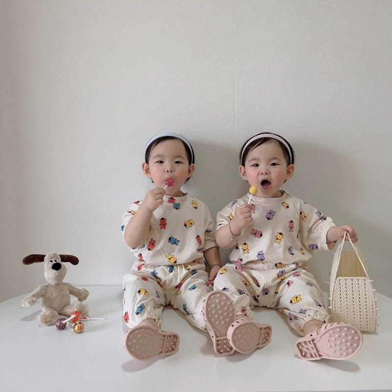 Moran - Korean Children Fashion - #littlefashionista - Summer Hat Bear Top Bottom Set - 10