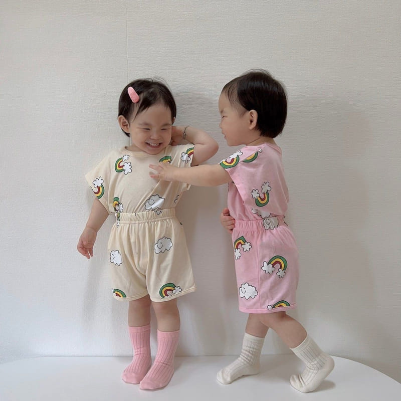 Moran - Korean Children Fashion - #prettylittlegirls - Rainbow Cloud Top Bottom Set - 7