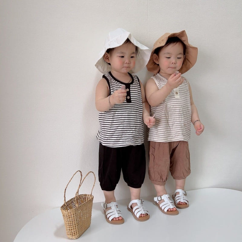 Moran - Korean Children Fashion - #todddlerfashion - Mango Button Top Bottom Set - 6