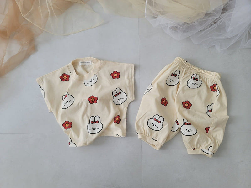 Moran - Korean Children Fashion - #toddlerclothing - Rabbit Top Bottom Set - 2