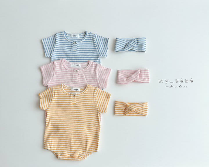 My Bebe - Korean Baby Fashion - #babyboutique - Tight Body Suit With Hair Band - 2