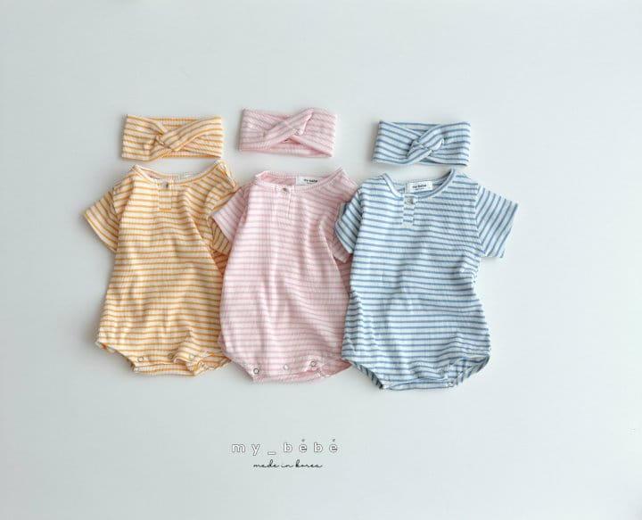 My Bebe - Korean Baby Fashion - #babyboutique - Tight Body Suit With Hair Band - 3