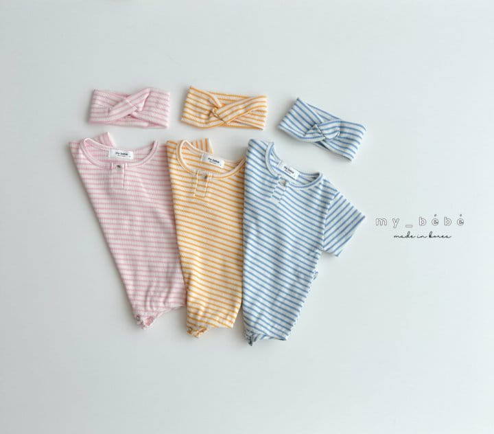 My Bebe - Korean Baby Fashion - #babyboutique - Tight Body Suit With Hair Band - 4