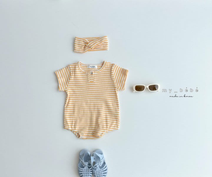 My Bebe - Korean Baby Fashion - #babyclothing - Tight Body Suit With Hair Band - 5