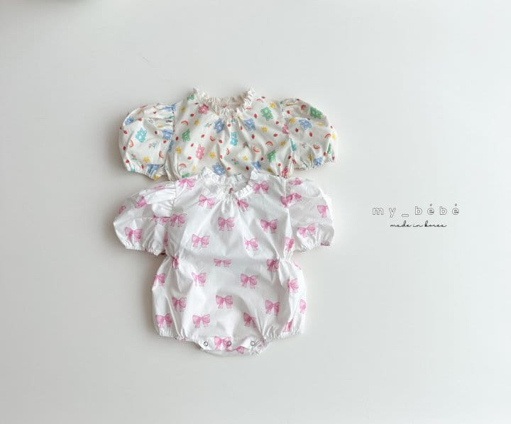 My Bebe - Korean Baby Fashion - #babyclothing - Berry Picnic Body Suit - 3