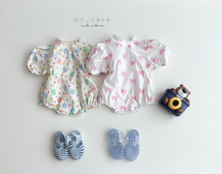 My Bebe - Korean Baby Fashion - #babyclothing - Berry Picnic Body Suit - 4