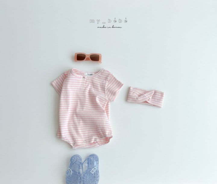 My Bebe - Korean Baby Fashion - #babylifestyle - Tight Body Suit With Hair Band - 9