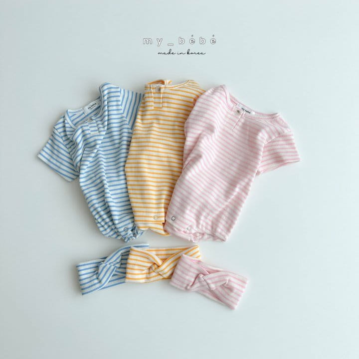 My Bebe - Korean Baby Fashion - #babyoninstagram - Tight Body Suit With Hair Band - 10