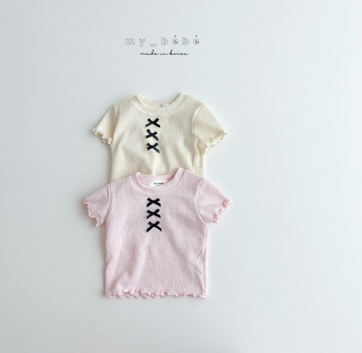 My Bebe - Korean Children Fashion - #discoveringself - Chcok Chock Crop Tee - 2
