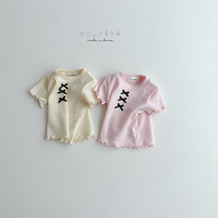 My Bebe - Korean Children Fashion - #fashionkids - Chcok Chock Crop Tee - 3