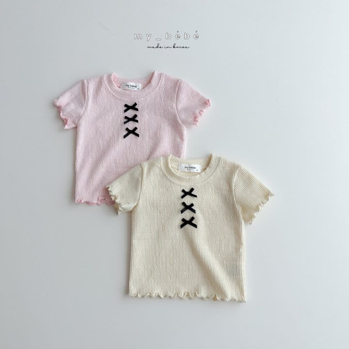 My Bebe - Korean Children Fashion - #fashionkids - Chcok Chock Crop Tee - 4
