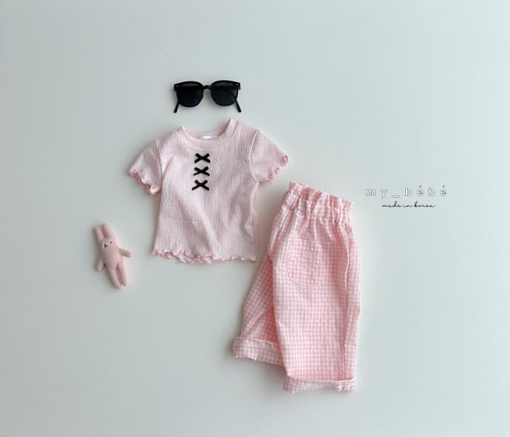 My Bebe - Korean Children Fashion - #littlefashionista - Chcok Chock Crop Tee - 8