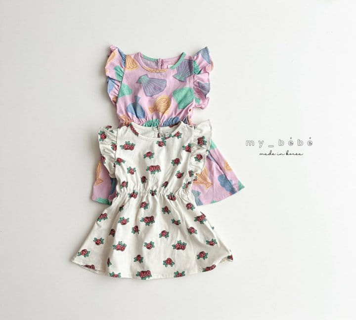 My Bebe - Korean Children Fashion - #littlefashionista - Sleeve Frill One-Piece - 4