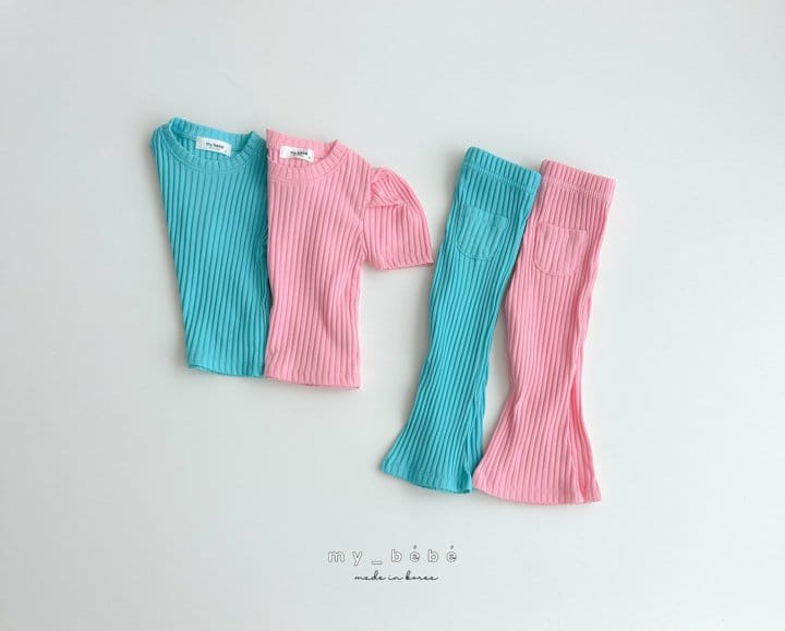 My Bebe - Korean Children Fashion - #prettylittlegirls - Rib Boots Cut Top Bottom Set - 5