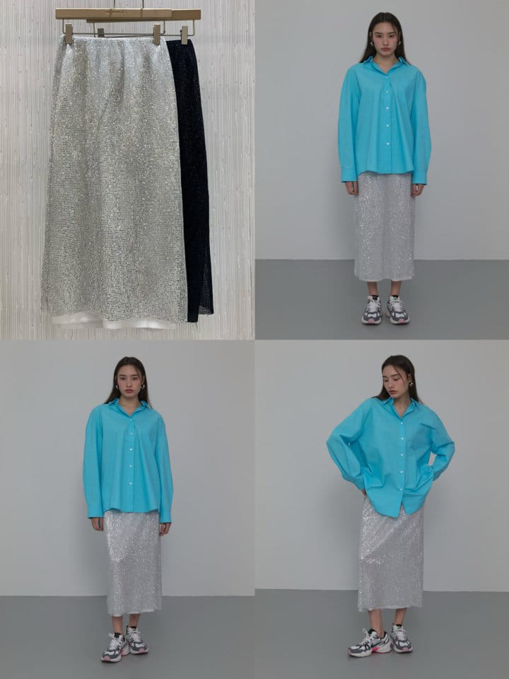 Neroli36 - Korean Women Fashion - #womensfashion - Wrinkle Spangle Skirt - 4