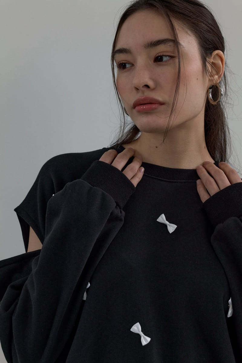 Neroli36 - Korean Women Fashion - #momslook - H Ribbon Sweatshirt - 5