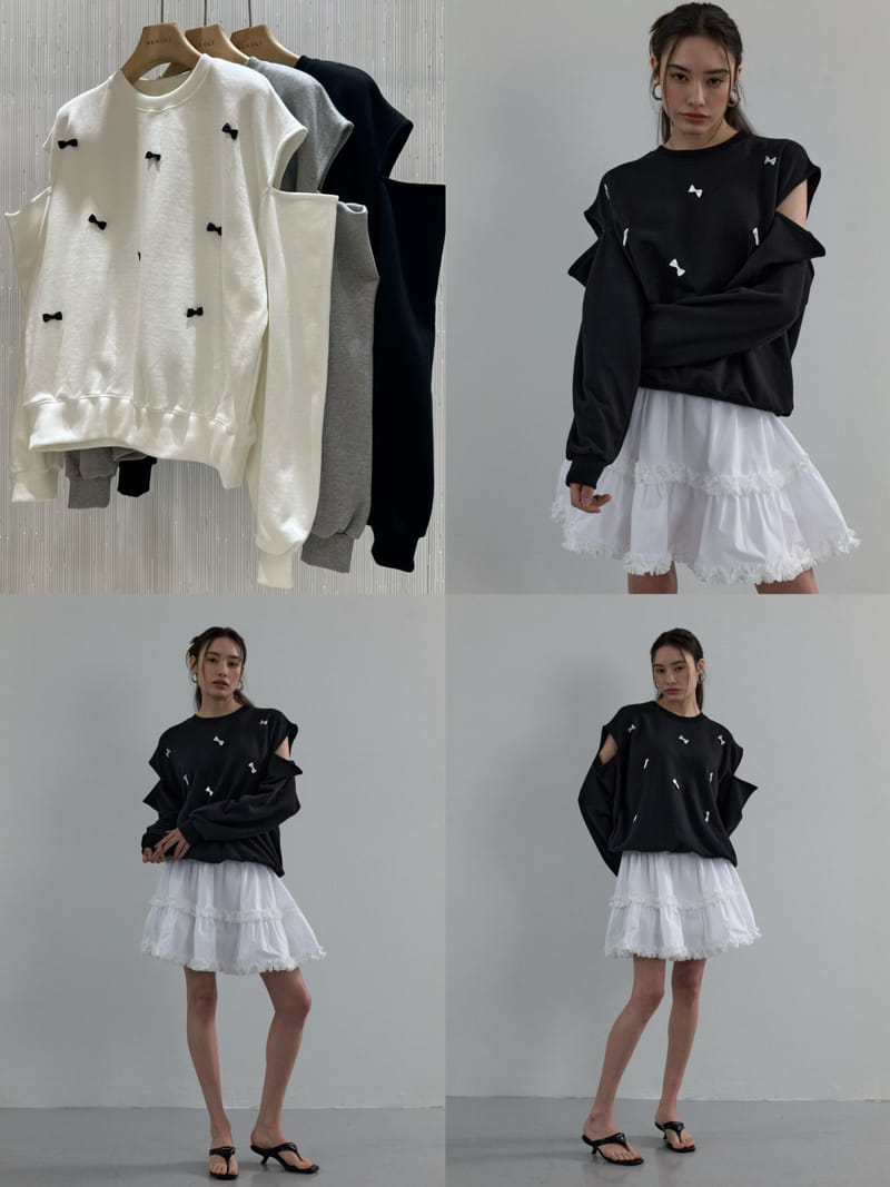 Neroli36 - Korean Women Fashion - #momslook - H Ribbon Sweatshirt - 7