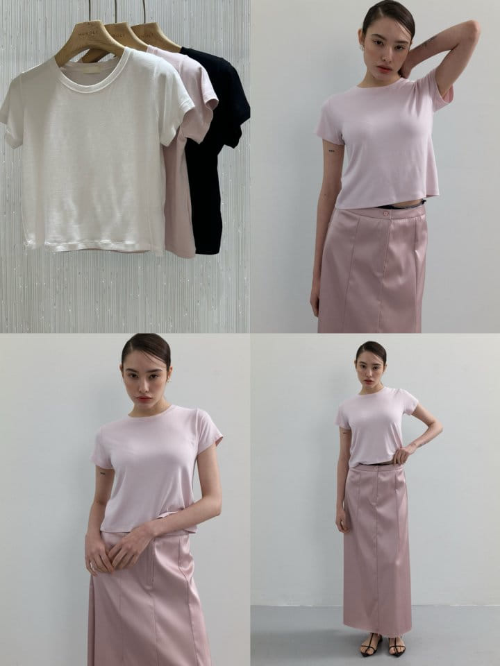 Neroli36 - Korean Women Fashion - #vintagekidsstyle - Milky Short Sleeve Tee - 4