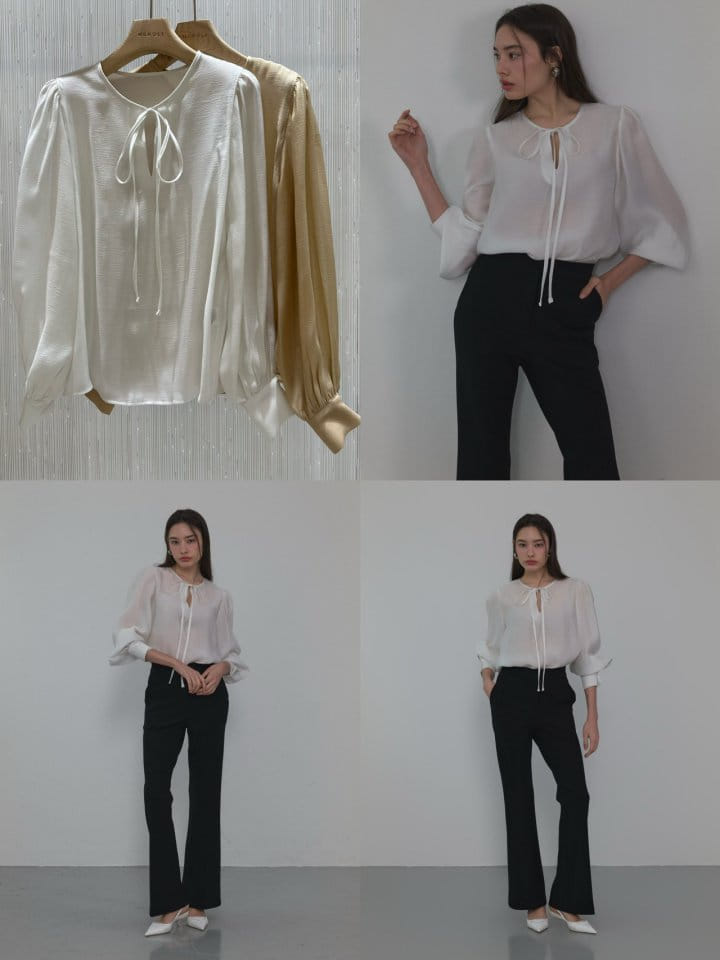 Neroli36 - Korean Women Fashion - #momslook - Ribbon Blouse - 4