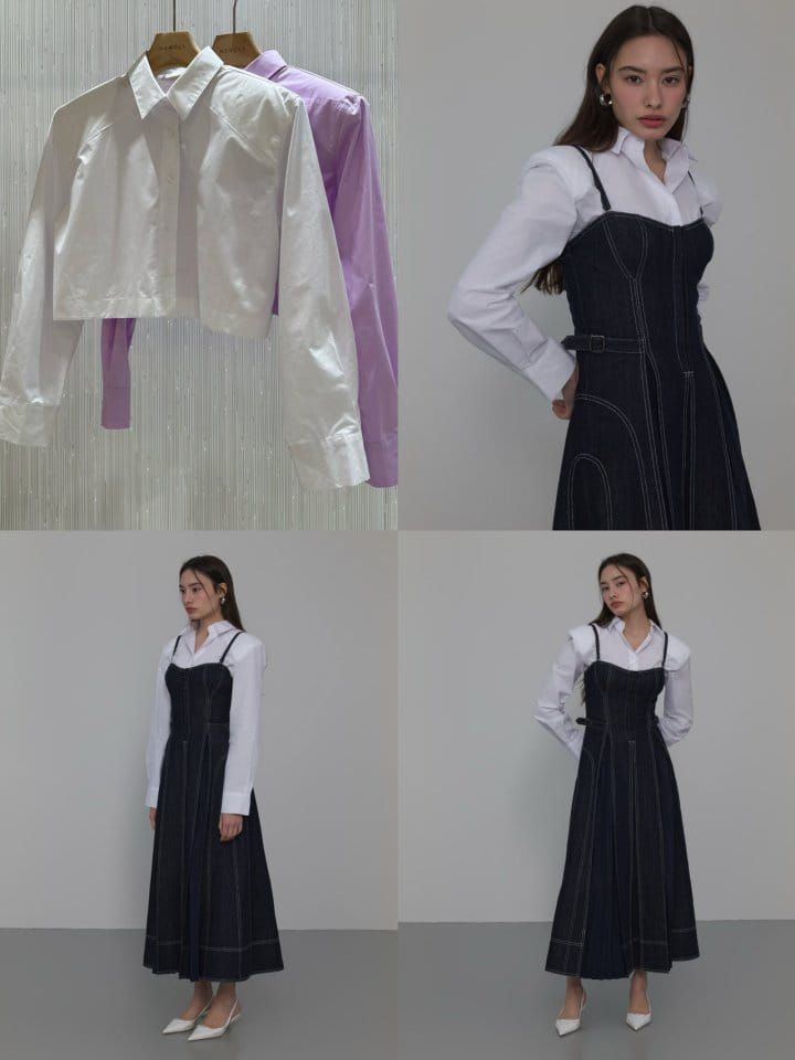 Neroli36 - Korean Women Fashion - #momslook - Crop Pad Shirt - 4