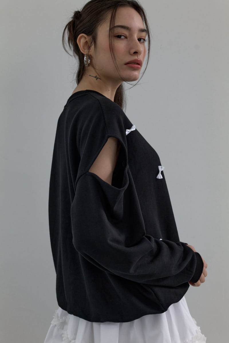 Neroli36 - Korean Women Fashion - #womensfashion - H Ribbon Sweatshirt - 6