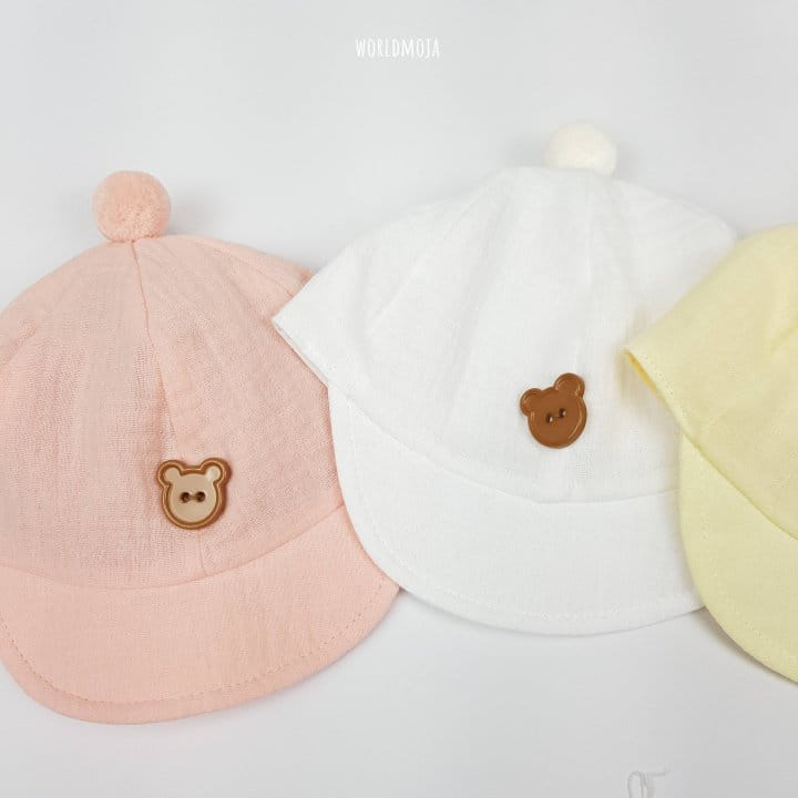 New World - Korean Baby Fashion - #babylifestyle - Bebe Pom Pom Bear Button Yamche Hat