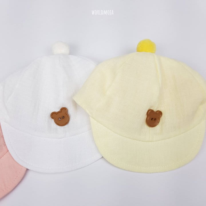 New World - Korean Baby Fashion - #babyoninstagram - Bebe Pom Pom Bear Button Yamche Hat - 2