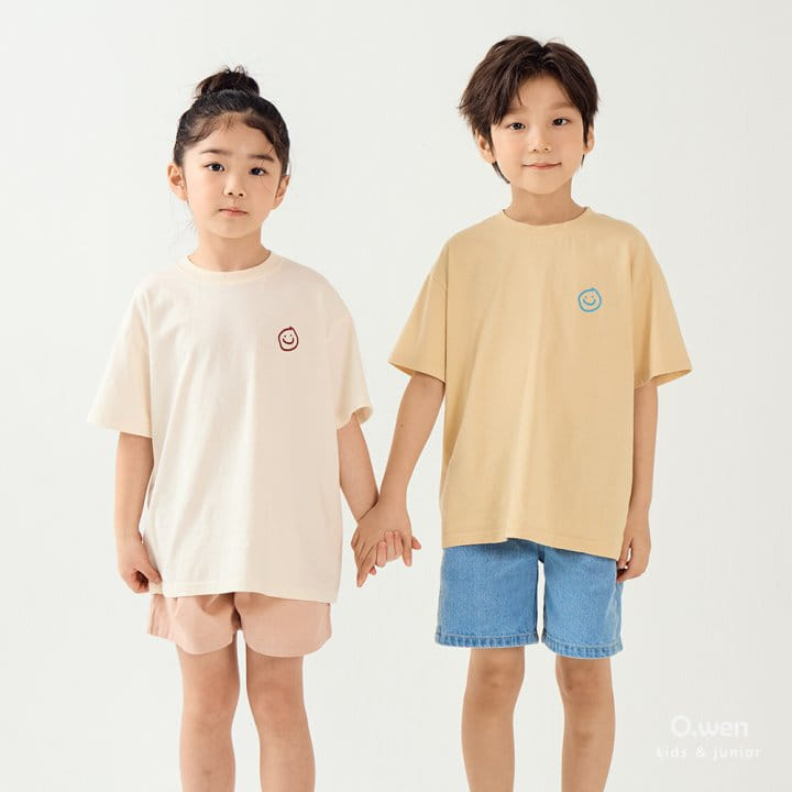 O Wen - Korean Children Fashion - #kidsshorts - Smile Short Sleeve Tee - 2