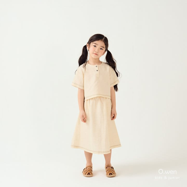 O Wen - Korean Children Fashion - #kidzfashiontrend - Coachella Slit Skirt Top Bottom Set - 3